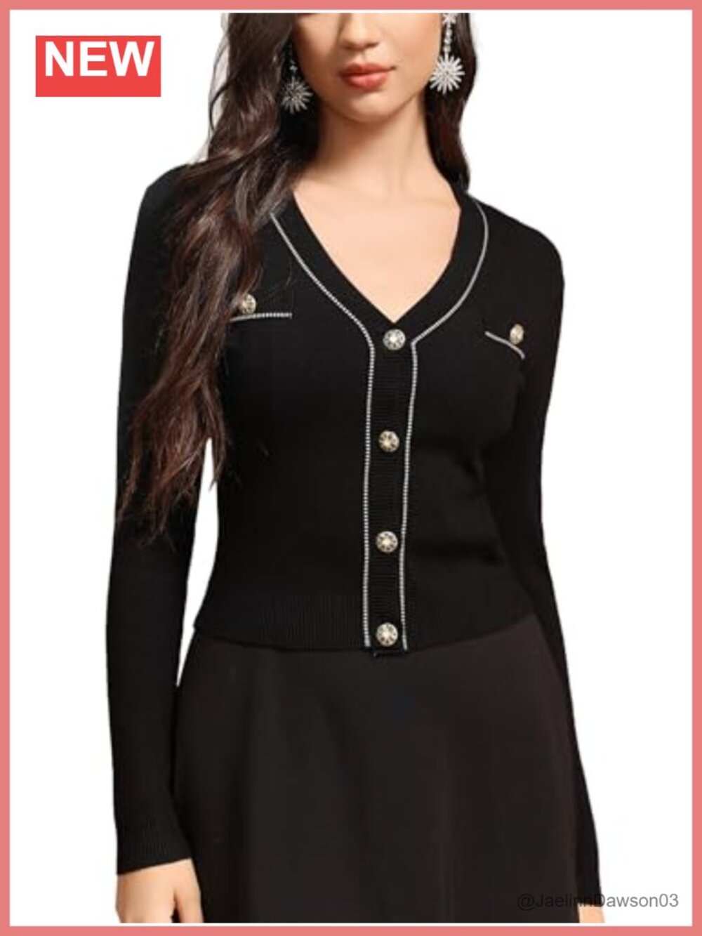 Women's Cropped Cardigan Long Sleeve Ribbed Knit Button Down V-Neck Sweater